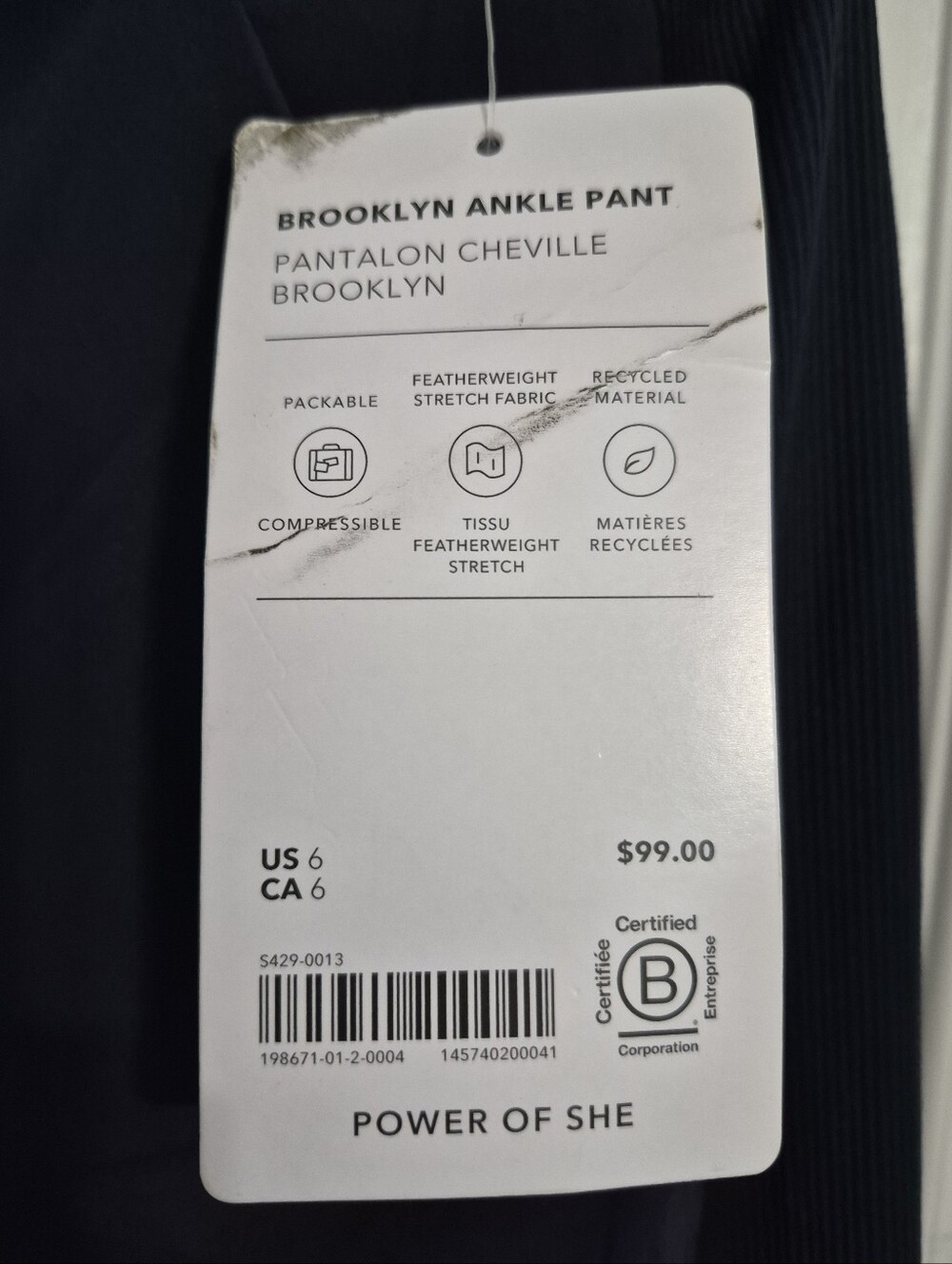 Athleta Brooklyn Ankle Pant In Navy Blue Size 6  NWT - Picture 2 of 8